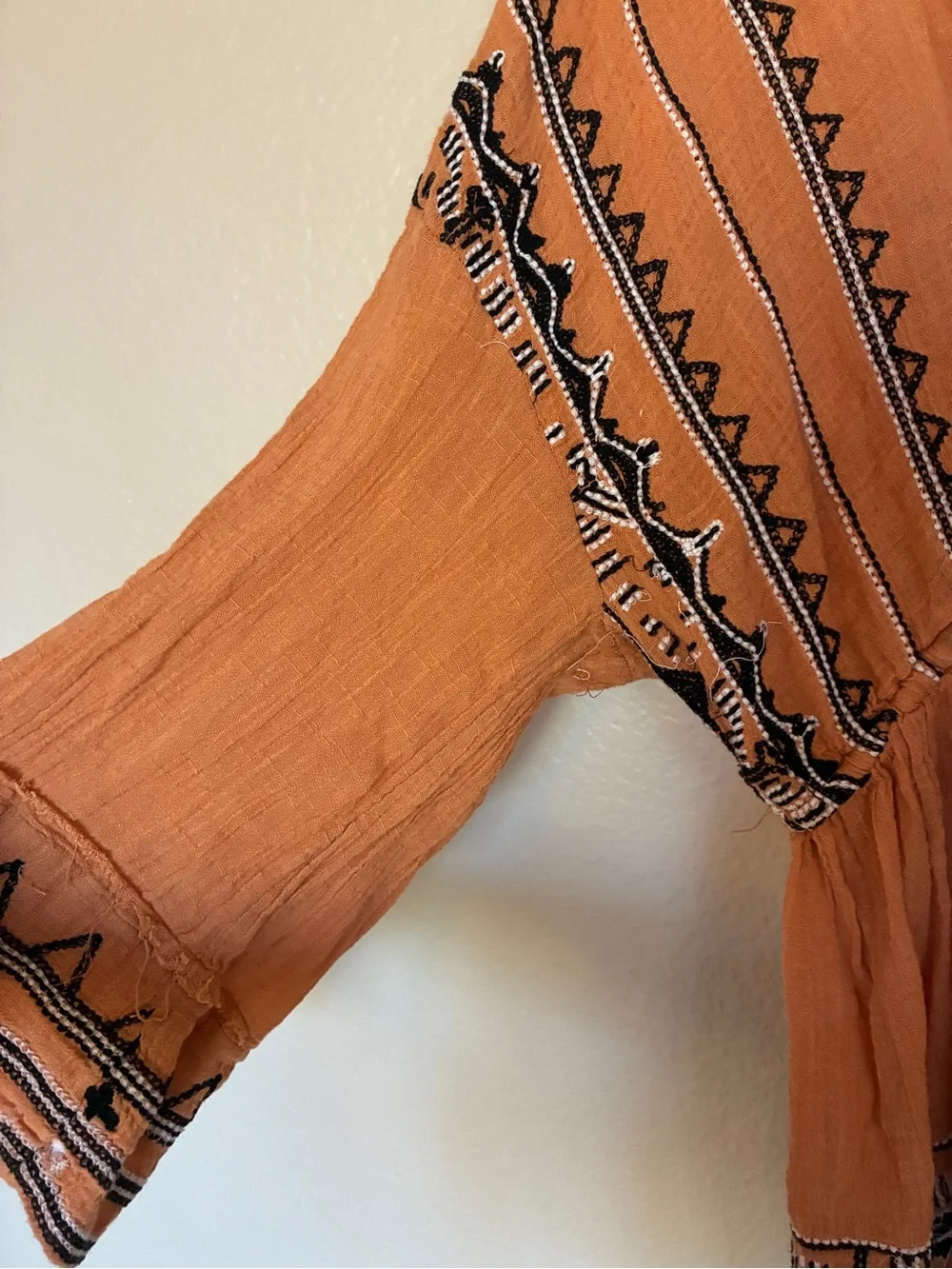 Free People Revolve Saffron Embroidered Tunic in Terracotta Boho Peasant Tunic - Picture 5 of 14
